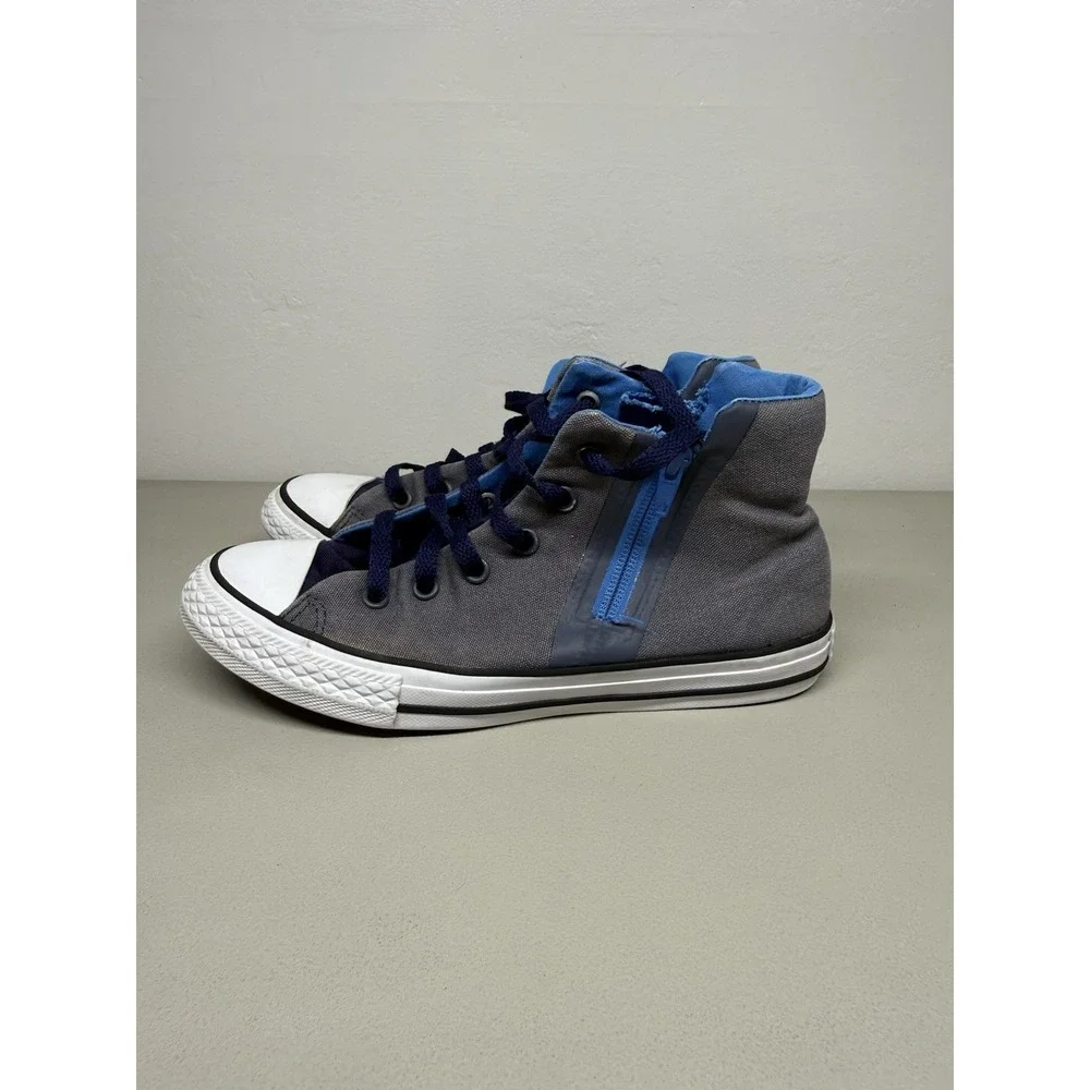 Converse Chuck Taylor Hi Top Double Zip Kids Sz 4 Grey Blue